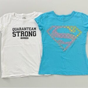 Quaranteam White Tee Set & Superman Blue Tee - Youth size 10/12